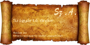 Szigyártó Andor névjegykártya